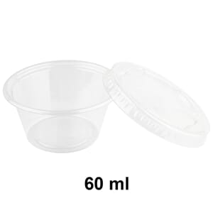 Plastbeger for soya AS20 PET 60ml x2500stk lokk nr 15665