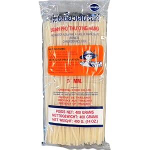 Rice stick Thai  3mm, Straight, 30x400g., (Banh Pho, Farmer)
